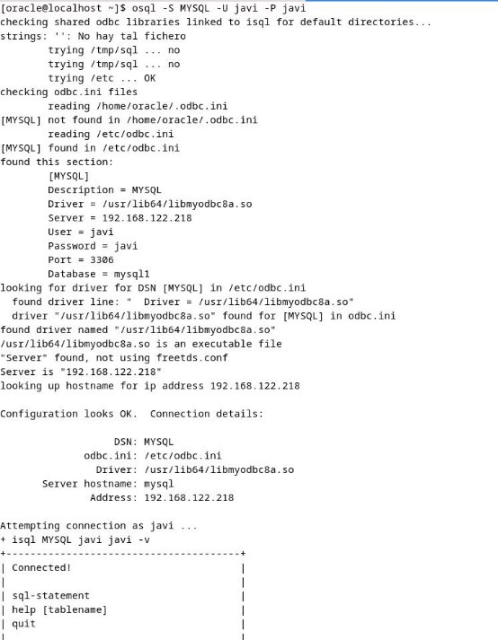 Prueba del driver ODBC con MySQL